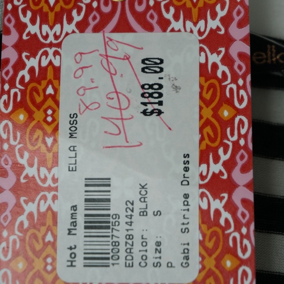 Ella Moss Black & White Gabi Stripped Mini Dress S - Picture 7 of 8